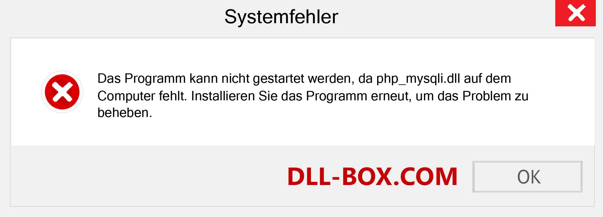 php_mysqli.dll-Datei fehlt?. Download für Windows 7, 8, 10 - Fix php_mysqli dll Missing Error unter Windows, Fotos, Bildern